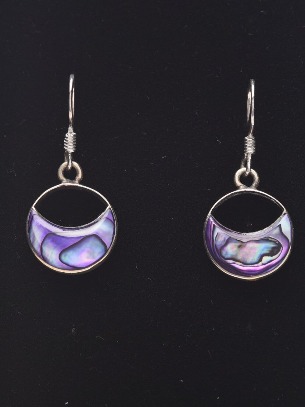 925 Silver and Purple Abalone Earrings from Mexico